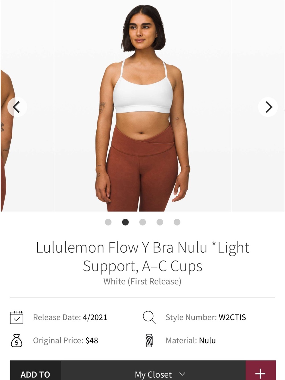 lululemon athletica Flow Y Bra Nulu in White